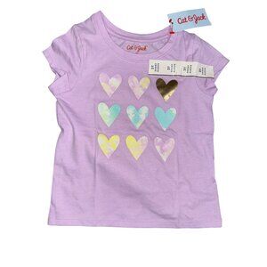 Cat & Jack Toddler Girls Lavender Heart Graphic T-Shirt 2T Cotton & Recycled Pol